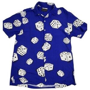 No Boundaries Y2K Shirt Vegas Dice Casino Poker Rayon Button Up Game Night M